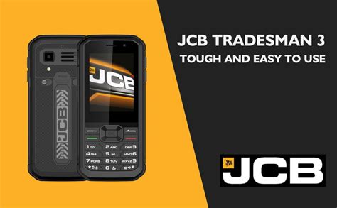 Ilustracja przedstawiająca telefon JCB Tradesman z widocznym ekranem i latarką.