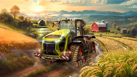 Ilustracja przedstawiająca okładkę gry Farming Simulator 17 z widocznymi maszynami rolniczymi.