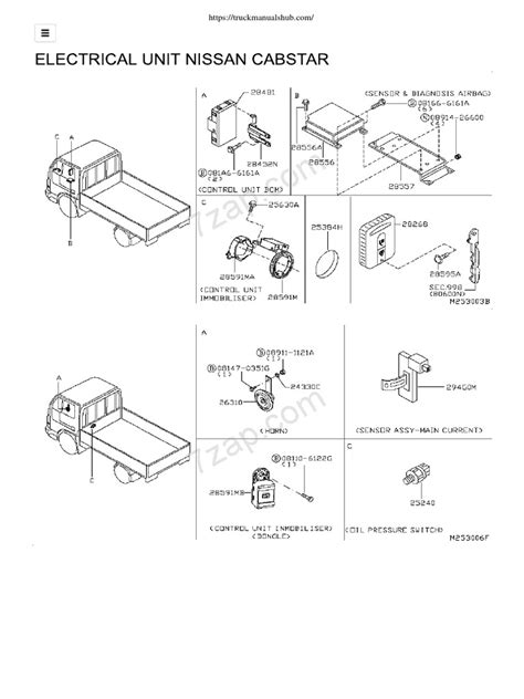 Schemat Nissan Cabstar z zaznaczonymi wymiarami