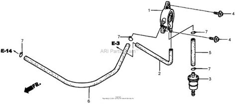 Diagram showing the location of oil and fuel tanks on a lawn mower