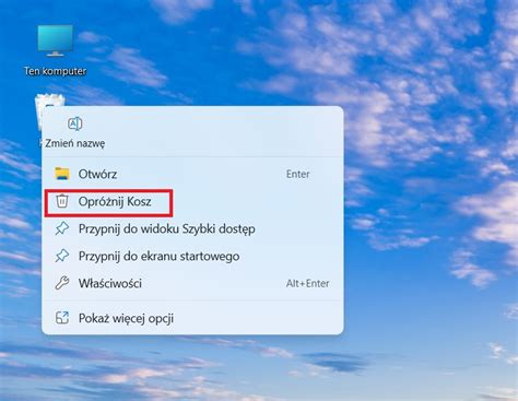 Wygląd właściwości Kosza w systemie Windows