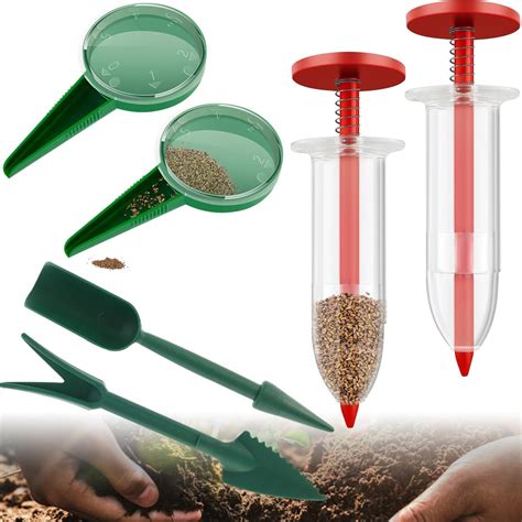 Infographic showing the mechanism of a semi-automatic hand planter.