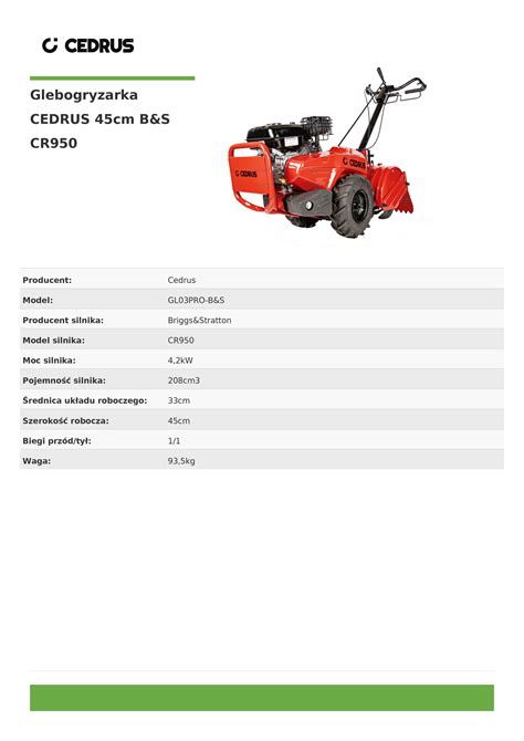 Technical diagram of CEDRUS GL03PRO-B&S tiller's counter-rotating blades