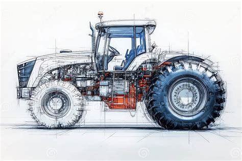 Technical drawing or scheme of a small tractor with dimensions marked