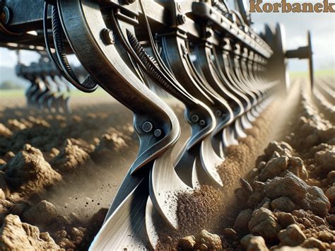 Zbliżenie na lemiesz i dłuto do pługa Gregoire Besson, prezentujące ich wytrzymałość i kształt.