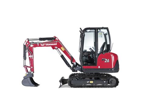 Porównanie rozmiarów minikoparek Yanmar SV22 i Yanmar SV26 na placu budowy