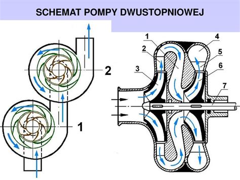 Schemat przekroju pompy wodnej w silniku Yanmar