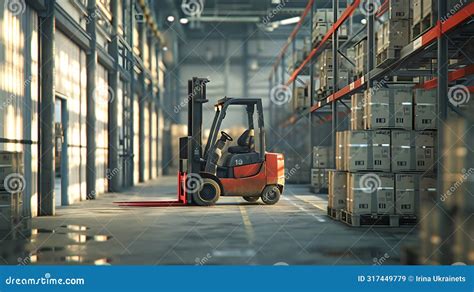 Thematic photo of a modern warehouse with a forklift in action