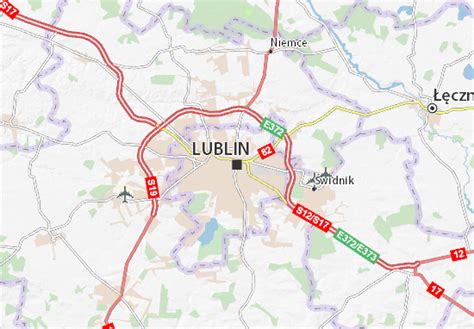 Mapa okolic Lublina z zaznaczoną miejscowością Niepiekła