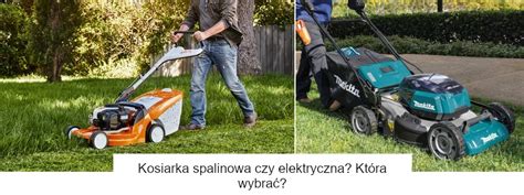 zdjęcie różnych typów kosiarek: spalinowa, elektryczna, akumulatorowa