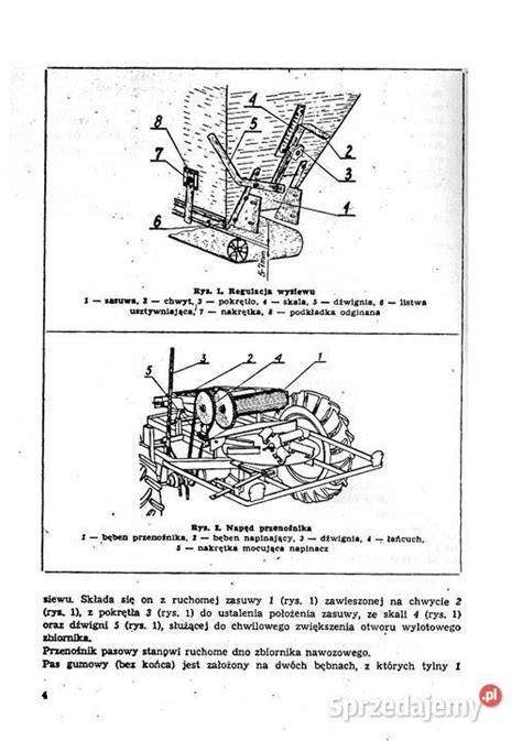 historyczny rozsiewacz N-015 Kos schemat budowy