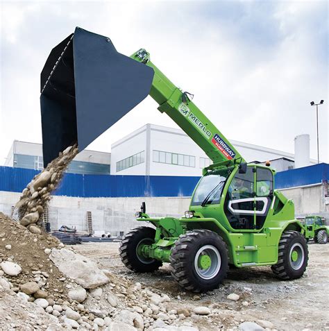 Thematic photo of a Merlo telescopic forklift at work on a construction site