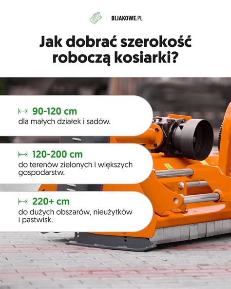 infografika przedstawiająca regulację wysokości cięcia i szerokość roboczą kosiarki