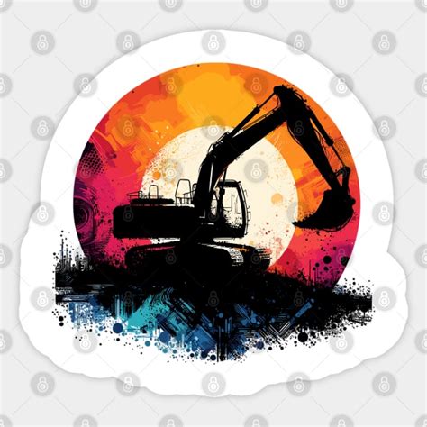 Thematic photo of a construction site with a white-red reflective sticker on an excavator loader