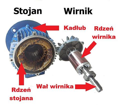 Schemat budowy wirnika z zębatką i łożyskami