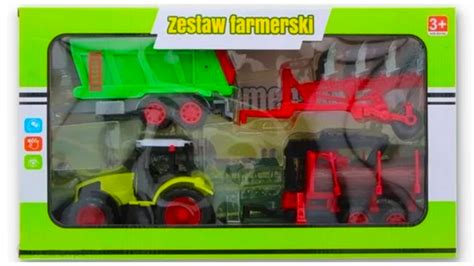 Zestaw farmerski 3w1, traktor z przyczepą do drewna i pługiem