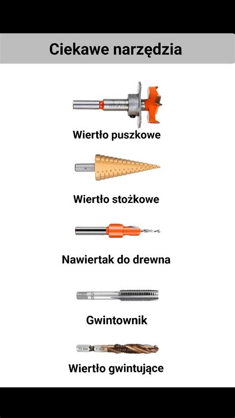 Wiertła o różnych średnicach