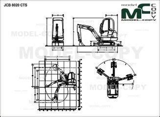 Technical drawing showing dimensions of JCB 8020