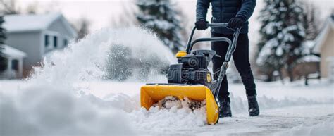 Thematic photo of a person operating a snowblower in winter