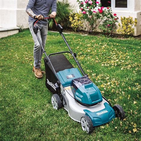 Thematic photo of Makita DLM460Z cordless lawn mower in action