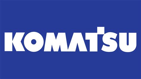 The Komatsu brand logo next to a schematic illustration of a heavy-duty construction machine, such as an excavator or bulldozer.