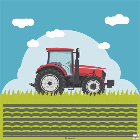 ilustracja przedstawiająca współczesny traktor na polu podczas pracy