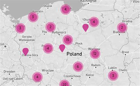 mapa Polski z zaznaczonymi punktami dealerskimi ALDO i Agromarket