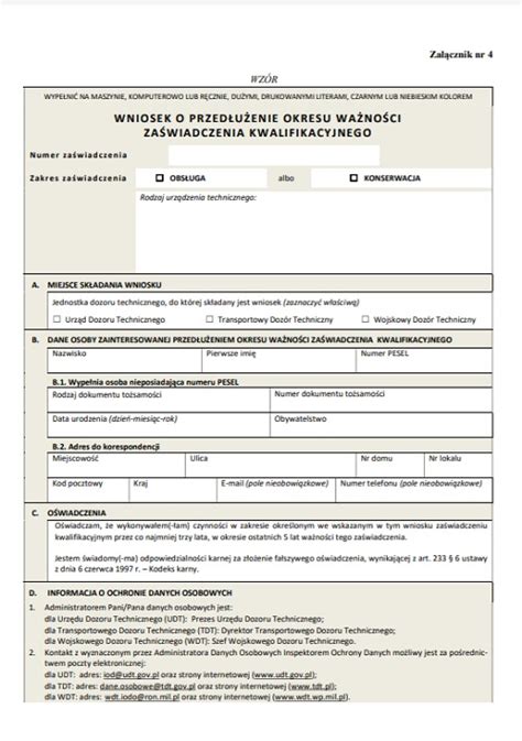 Wniosek o przedłużenie uprawnień na wózek widłowy