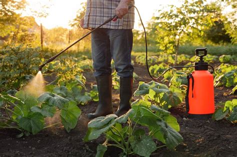Ilustracja przedstawiająca różne rodzaje opryskiwaczy ogrodowych.
