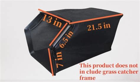 Infographics showing the dimensions of the lawnmower and the volume of the grass catcher.
