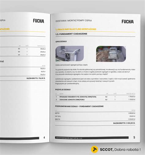 Przykładowa strona kalkulacyjna oferty handlowej