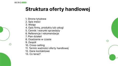 Przykładowa strona podsumowania oferty handlowej