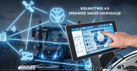 infografika przedstawiająca połączenie ciągnika, komputera i maszyny w systemie Rolnictwo 4.0