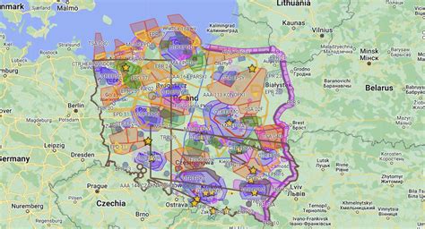 Mapa z zaznaczonymi lokalizacjami w województwie mazowieckim, gdzie można znaleźć ogłoszenia o ładowaczach do bel.