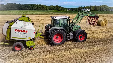Prasa Claas Variant w akcji, belowanie słomy