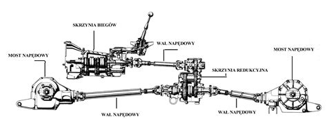 schemat przedniej osi z przekładnią kątową w ciągniku Kubota