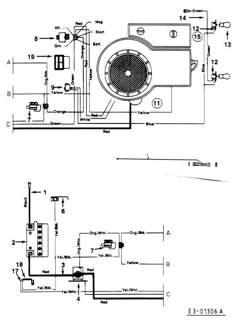 Schemat instalacji elektrycznej traktorka-kosiarki MTD