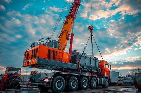 Thematic photo of an automotive crane in action at a construction site