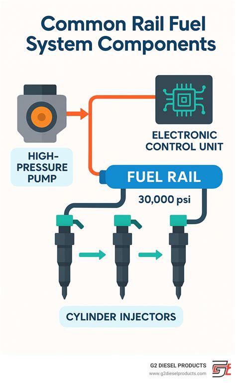 Infographic showing the common rail system and DPF filter