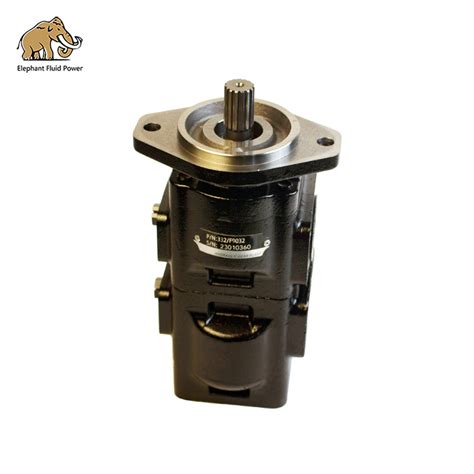 Close-up photo of a hydraulic pump for JCB 802, showing its robust construction and connection points. Focus on material quality and precision engineering.