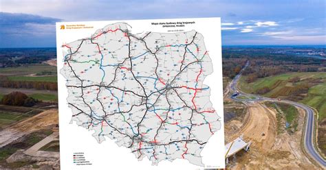 Mapa z zaznaczonymi odcinkami dróg krajowych o najwyższym ryzyku wypadków z udziałem maszyn rolniczych