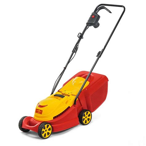 Zdjęcie kosiarki elektrycznej WOLF-Garten Compact Plus 37 E z widocznym składanym uchwytem i koszem na trawę