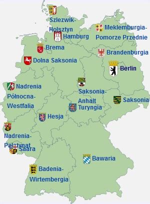 Mapa Niemiec ze wskazaniem Drezna i Bautzen