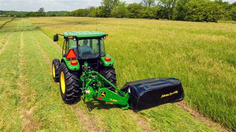 Thematic photo of a disc mower at work in a field