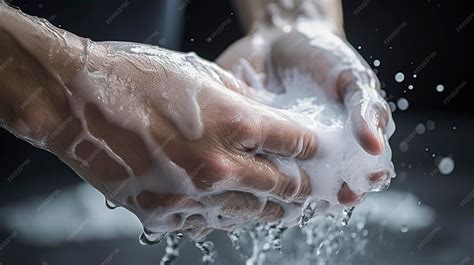 Thematic photo of hands being washed with soap and water