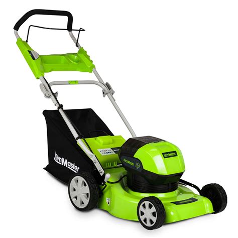 Infographics showing different engine powers and their applications in electric lawnmowers