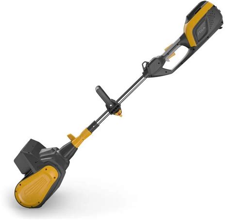 The Stiga ST 300e cordless snowblower in action, clearing a driveway.
