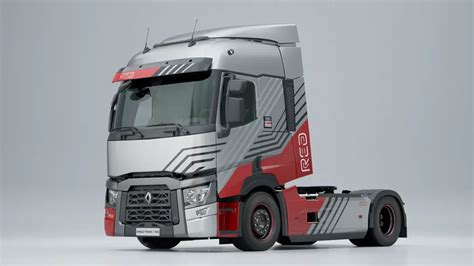 wizualizacja ciężarówki Renault Trucks T Red w szaro-czerwonej kolorystyce