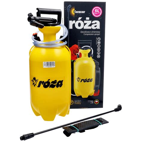 zdjęcie opryskiwacza Kwazar Róża 6l z bliska, pokazujące jego główne elementy